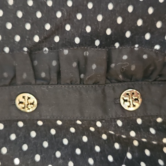 Tory Burch Linen Ruffle Collar Shirt with Gold Buttons Size XS - Picture 3 of 4